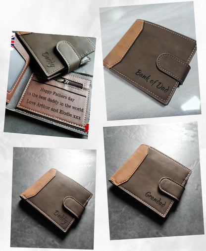 Personalized Laser Engraved Trifold Wallet: Custom Photo & Message