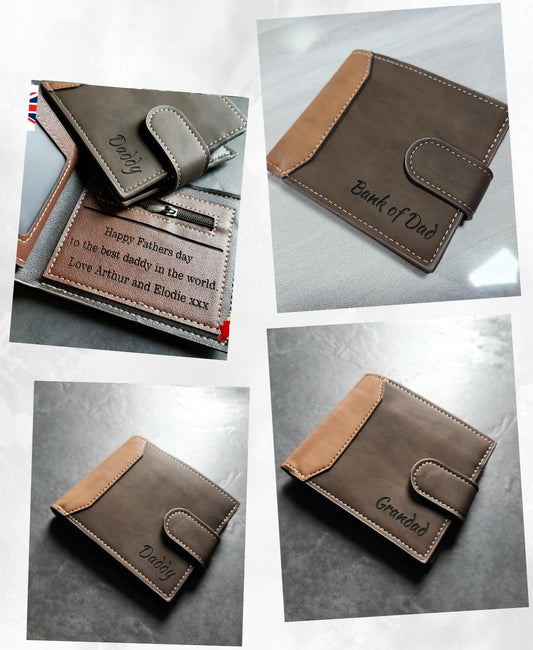 Personalized Laser Engraved Trifold Wallet: Custom Photo & Message