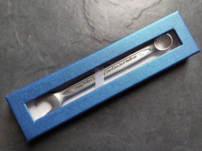 Personalised Engraved Combination Steel Spanner Key - Unique Birthday, Anniversary, Retirement, Wedding, Graduation, Christmas Gift Idea