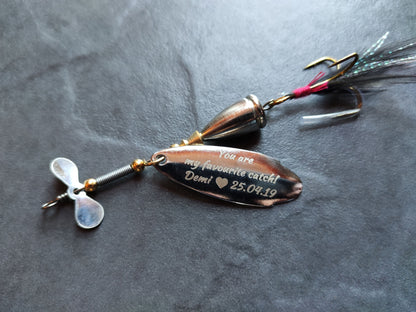 Personalised Laser Engraved Custom Text fishing spoon spinner Lure metal fishing bait