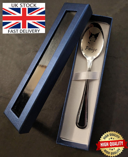 Adorable Kuromi-Themed Personalized Tea Spoon with Custom Name Engraving – Perfect for Gifts or Everyday Use