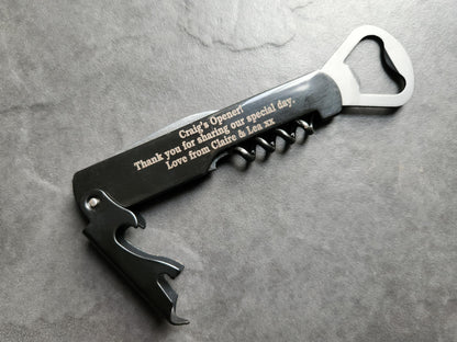 Personalised Engraved 4 in1 Stainless Steel Wine Beer Bottle Opener Corkscrew Multifunction Portable Wine Opener