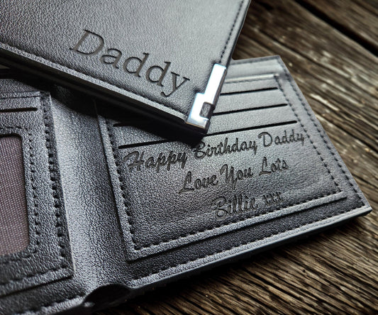 Personalised Engraved Men Custom Real Wallet Dad Grandad Surprise Gift Daddy Uncle Son - Birthday, Fathers Day, Retirement, Anniversary Gift