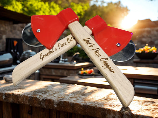Personalized Pizza Cutter: Engraved Wood Handle, Custom Kitchen Tool