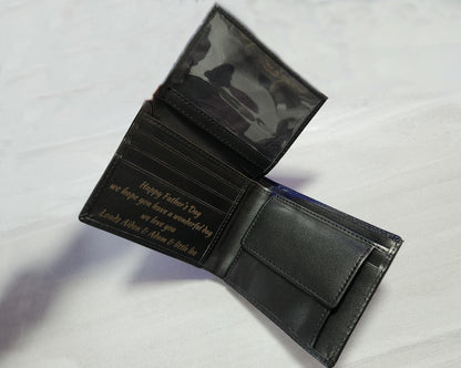 Personalised Engraved Wallet – Custom Black Leather Gift for Dad, Grandad, Husband, Birthday, Father’s Day, Christmas, Anniversary