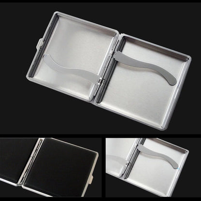 Laser Engraved Tobacco 20 Cigarette Black Tin Case Leather Personalised Gift Unusual