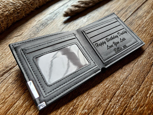 Personalised Engraved Men Custom Real Wallet Dad Grandad Surprise Gift Daddy Uncle Son - Birthday, Fathers Day, Retirement, Anniversary Gift