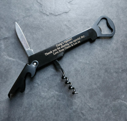 Personalised Engraved 4 in1 Stainless Steel Wine Beer Bottle Opener Corkscrew Multifunction Portable Wine Opener