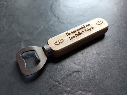 Personalised Wooden Bottle Opener – Custom Engraved Gift for Dad, Grandad, Husband, Birthday, Father’s Day, Christmas, BBQ
