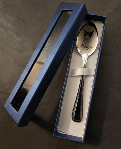 Adorable Kuromi-Themed Personalized Tea Spoon with Custom Name Engraving – Perfect for Gifts or Everyday Use