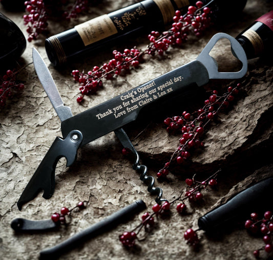 Personalised Engraved 4 in1 Stainless Steel Wine Beer Bottle Opener Corkscrew Multifunction Portable Wine Opener