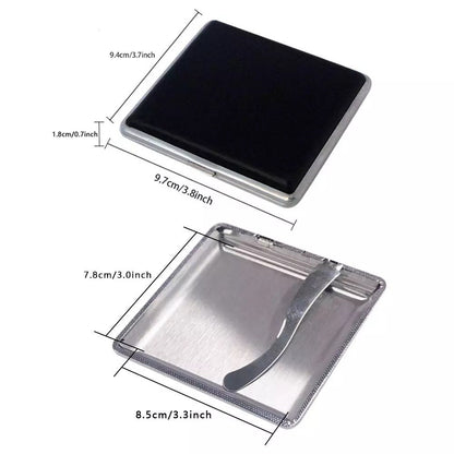 Laser Engraved Tobacco 20 Cigarette Black Tin Case Leather Personalised Gift Unusual