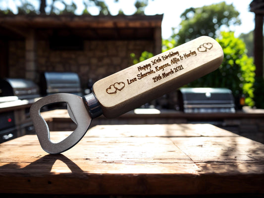 Personalised Wooden Bottle Opener – Custom Engraved Gift for Dad, Grandad, Husband, Birthday, Father’s Day, Christmas, BBQ