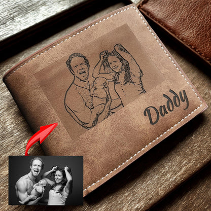 Personalised Photo Wallet With Coin Pocket Best Gift for Men Dad Daddy Grandad Husband Boyfriend Birthday Anniversary Vegan Leather