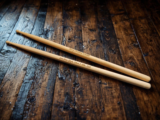 Personalised Laser Engraved Custom Drum Sticks 5A Size - Classic Maple Wood DrumSticks - Drumming Gifts - Custom Gift Musician