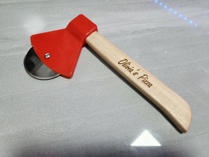 Personalized Pizza Cutter: Engraved Wood Handle, Custom Kitchen Tool